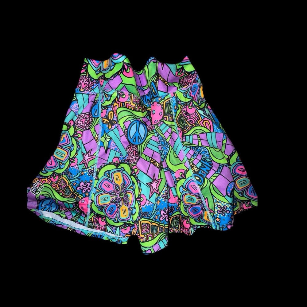 Pickleball GroovyA-Line Bella Skort Womens L Multicolor Psychedelic Golf Retro